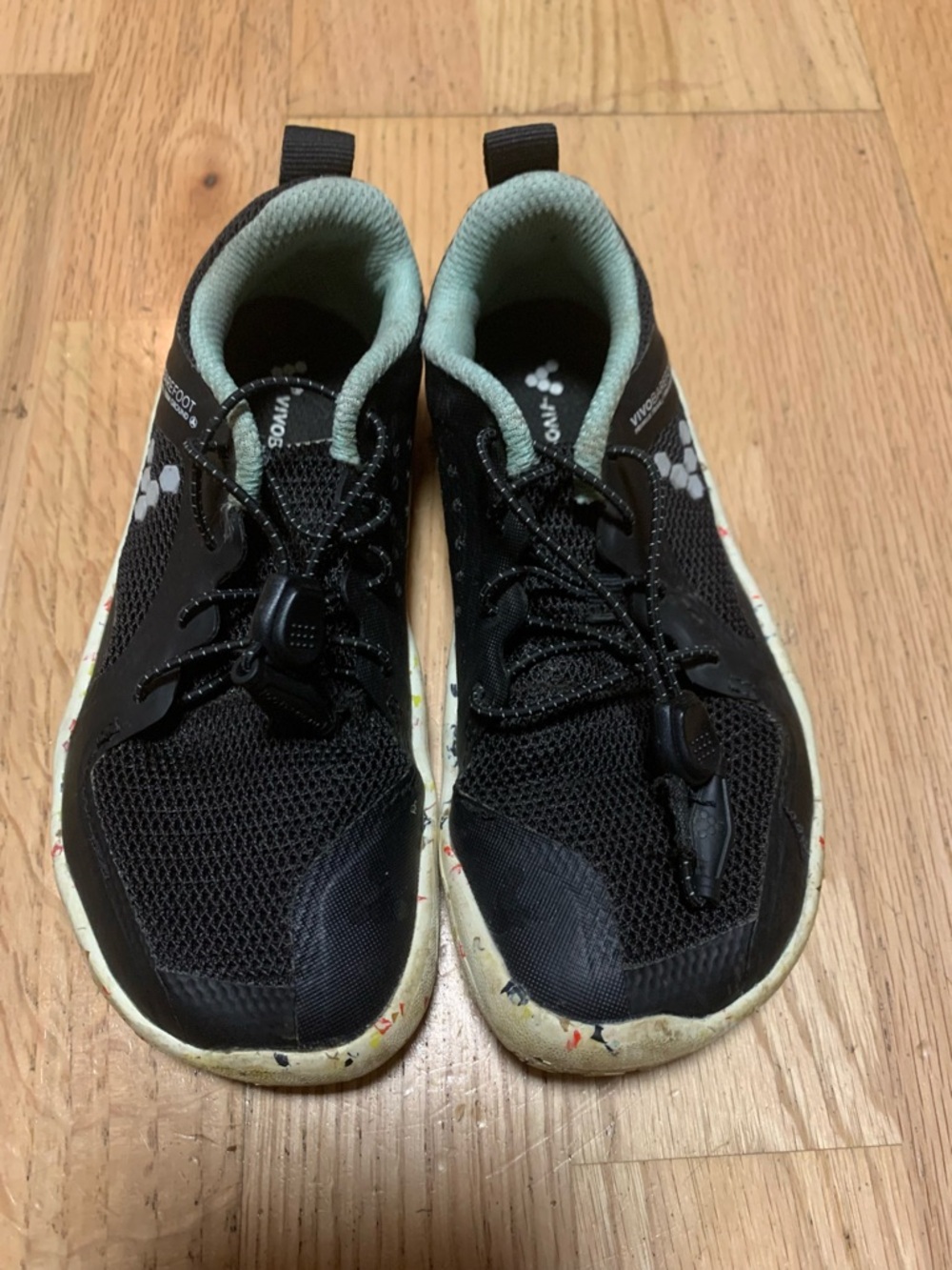 Vivobarefoot Kids Black Sneakers with Mint Lining 28EU 10.5/11US